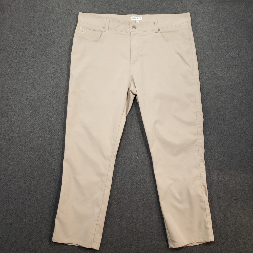 Peter‎ Millar eb66 Chino Pants Men 38 Tan Flat Front Golf Stretch 28" Inseam